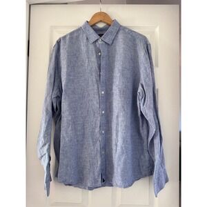UNTUCKit Linen Blue Mens Button Down‎ Collared Shirt